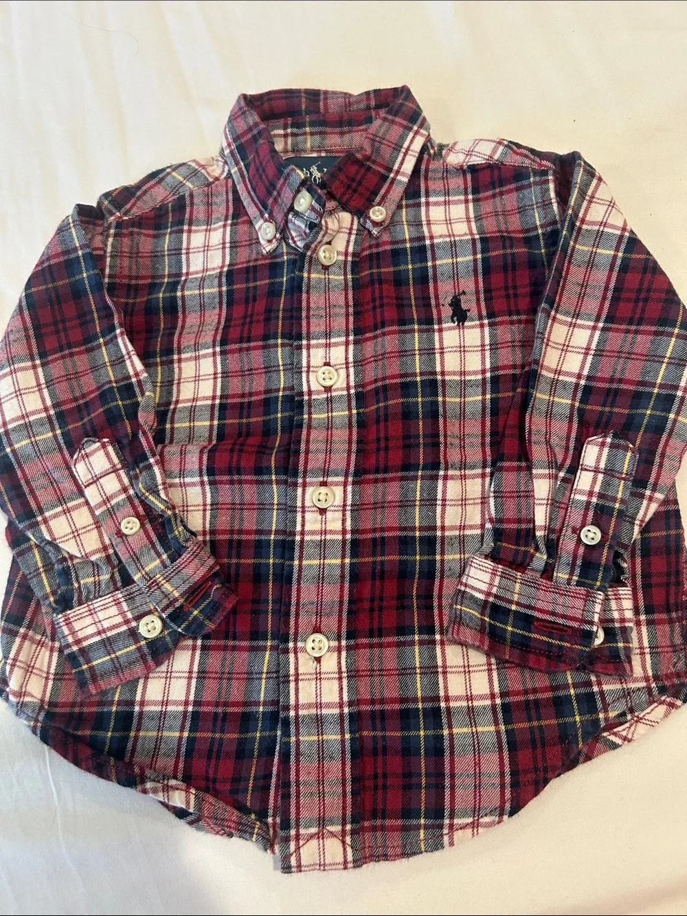 Ralph Lauren Toddler Red Navy White Plaid Button-Down Shirt